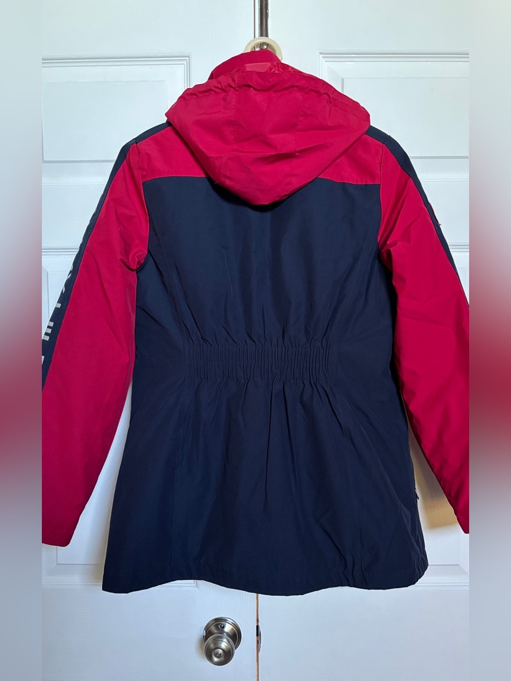 Tommy Hilfiger Womens S 3 In 1 All Weather Hooded Jacket Coat Red Navy - Picture 2 of 16